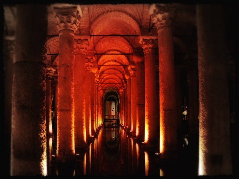 Underground cistern with columns
