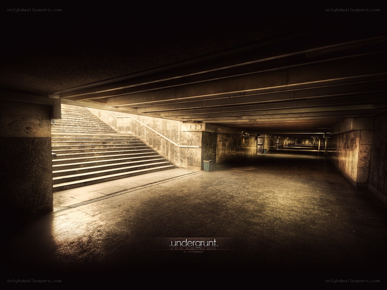 underground corridor at night