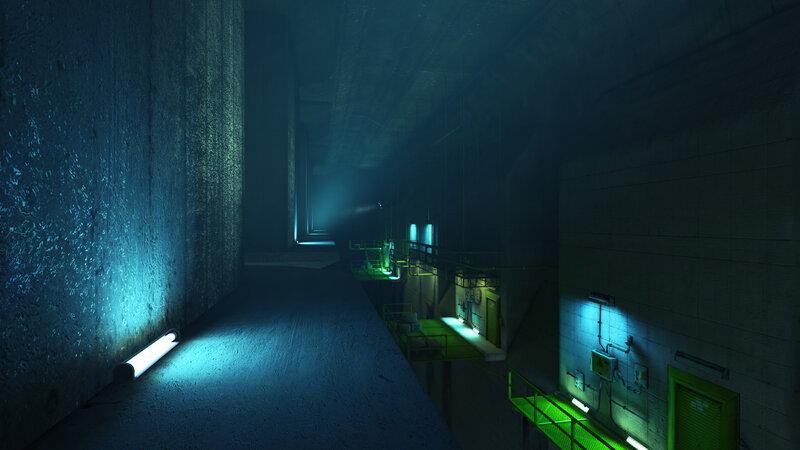 Underground Corridor — Blue