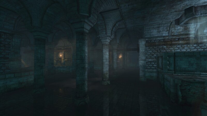 Underground Stone Corridor — Gray, Dark, Mysterious