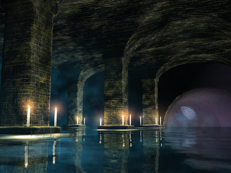 Underground stone crypt