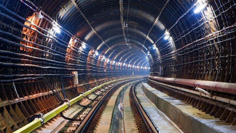 Underground Tunnel with Tracks — Black