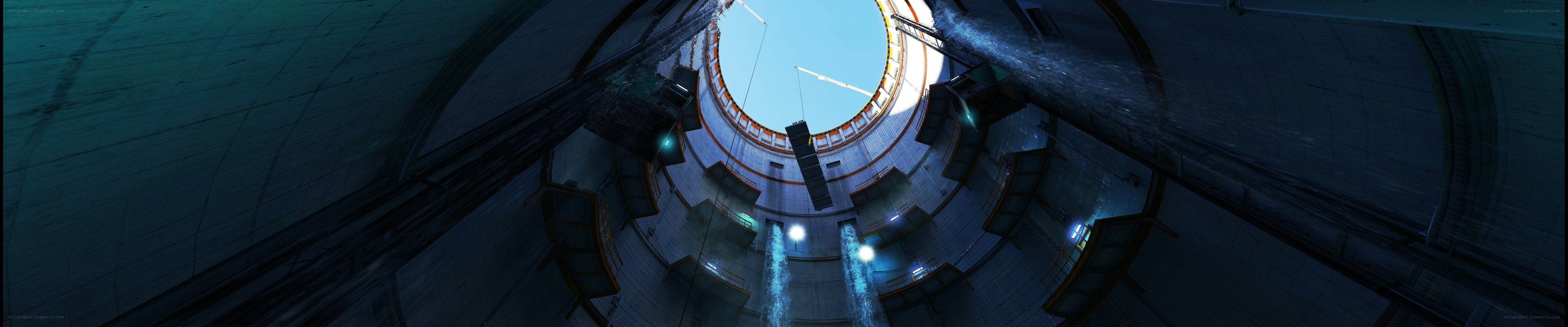 underground tunnel with waterfalls