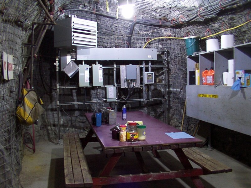Underground utility room with picnic table