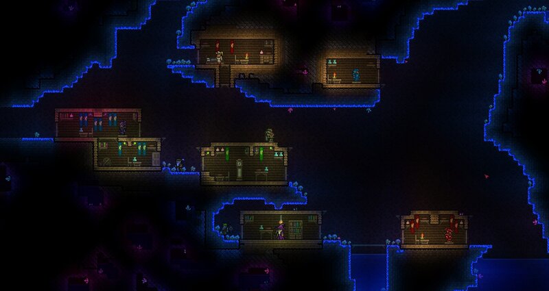 Underground village in Terraria