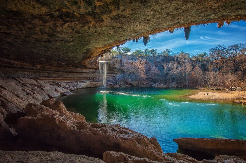 Underground Waterfall Pool — Green, Serene