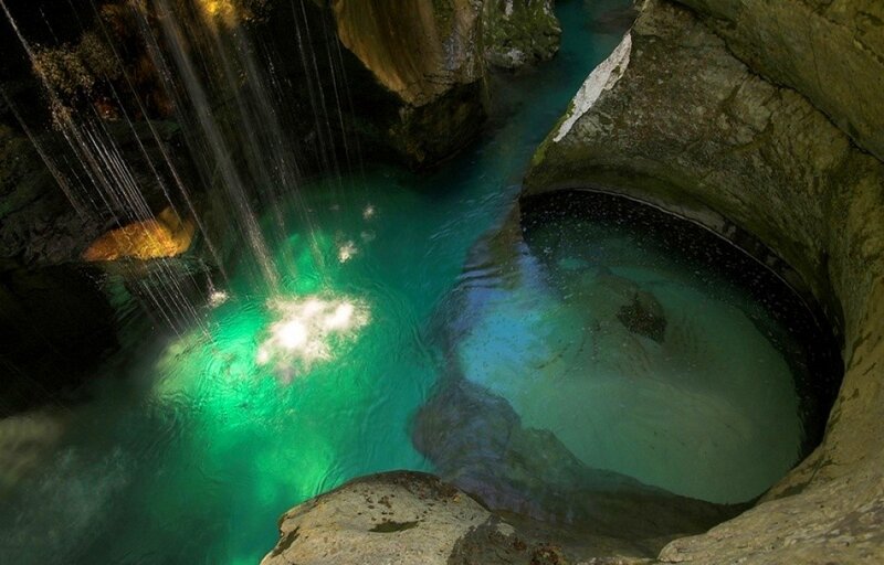 Underground Waterfall Pool — Green