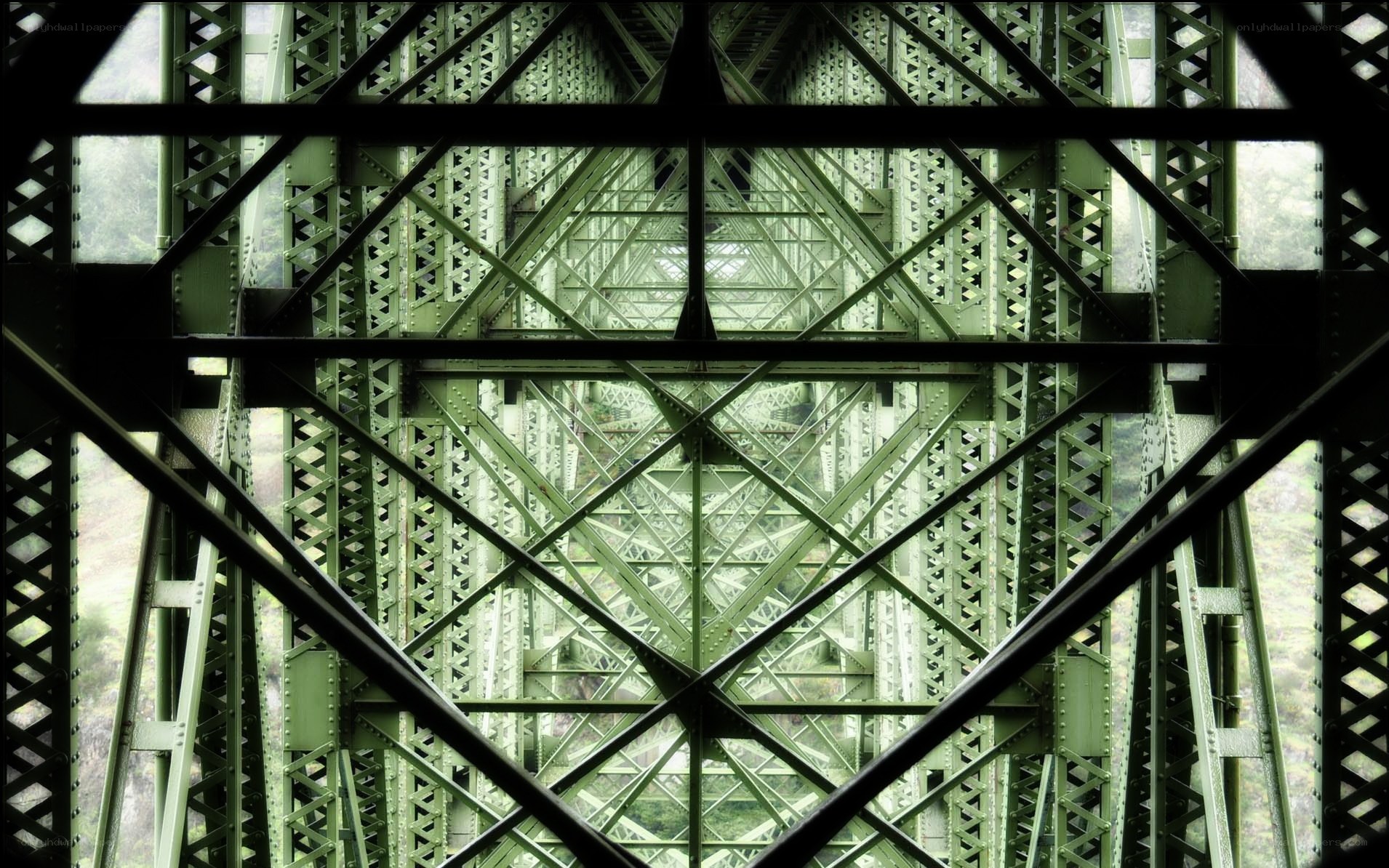 underneath a steel bridge