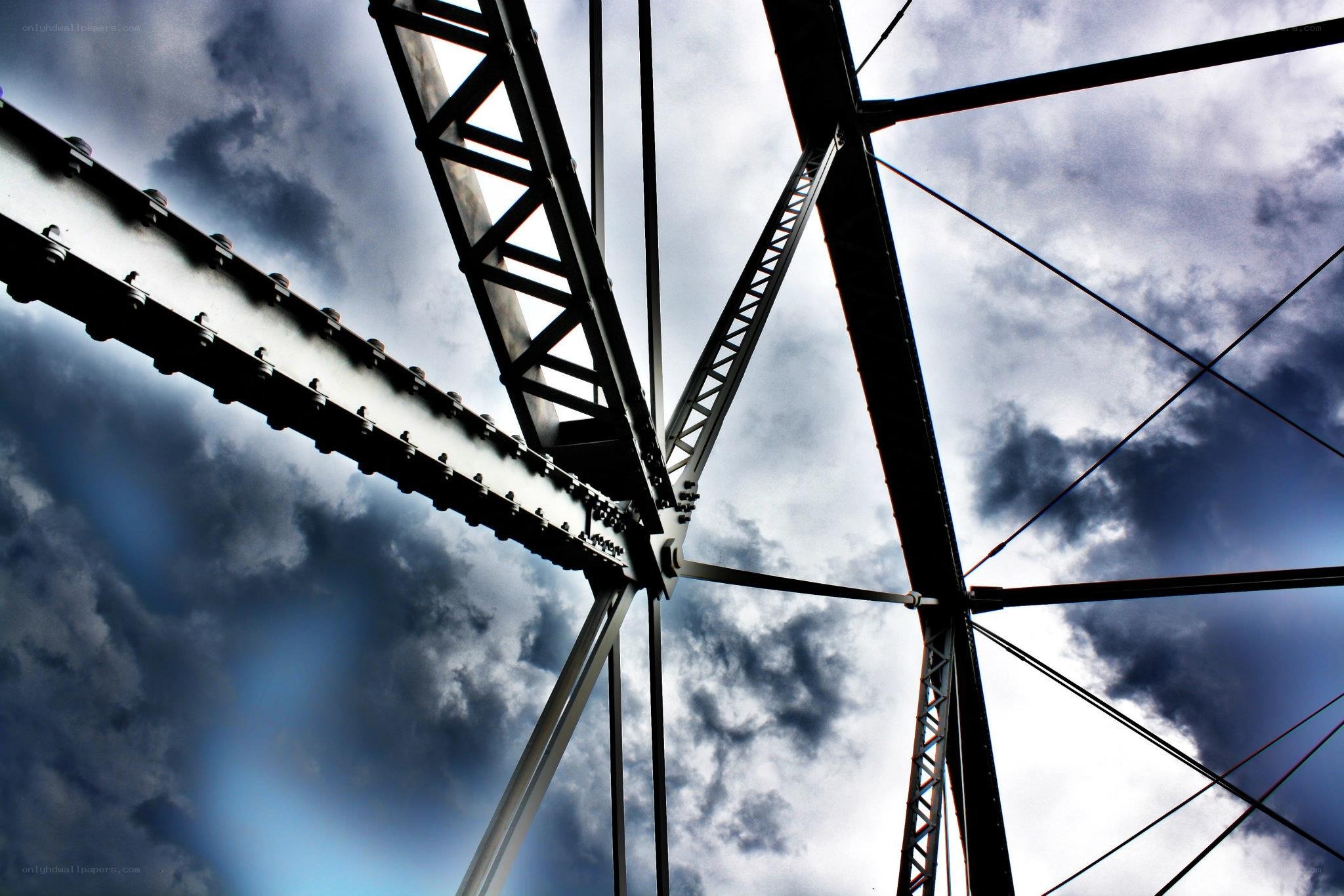 underneath a steel bridge