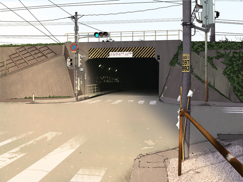 Underpass at a quiet intersection