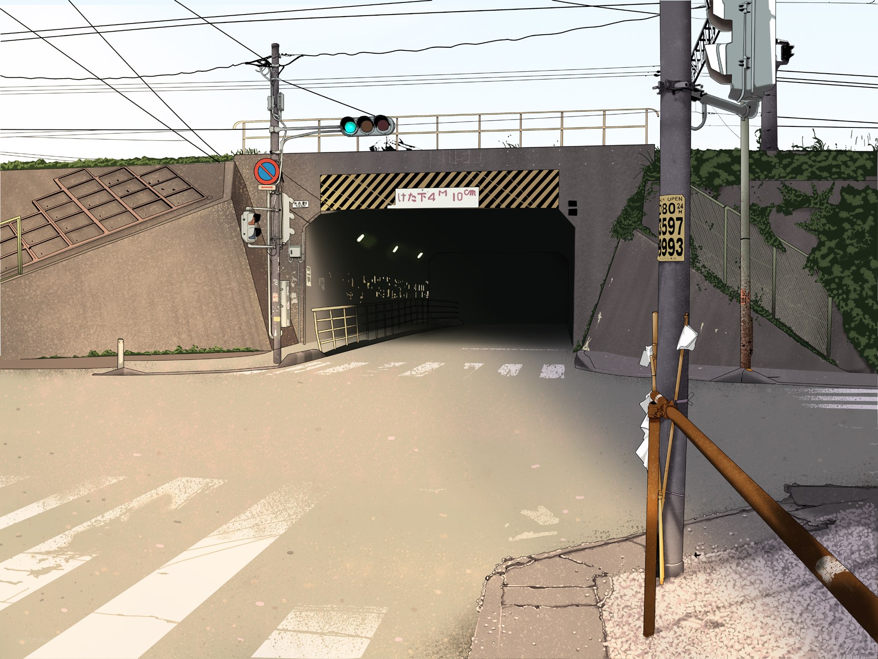 Underpass at a quiet intersection