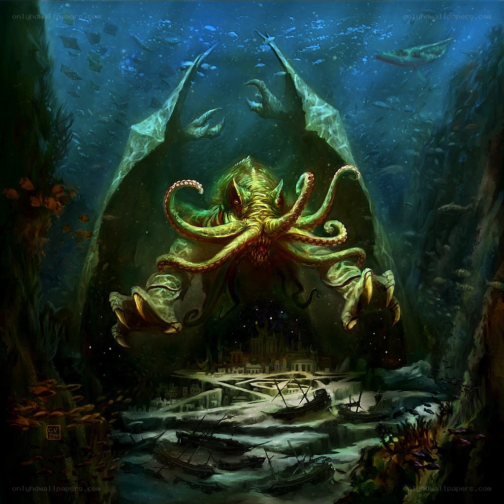 Undersea monster attacks sunken city
