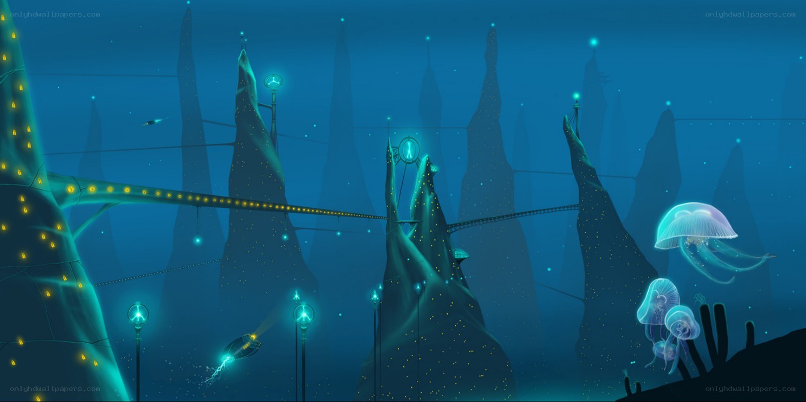 Underwater alien cityscape