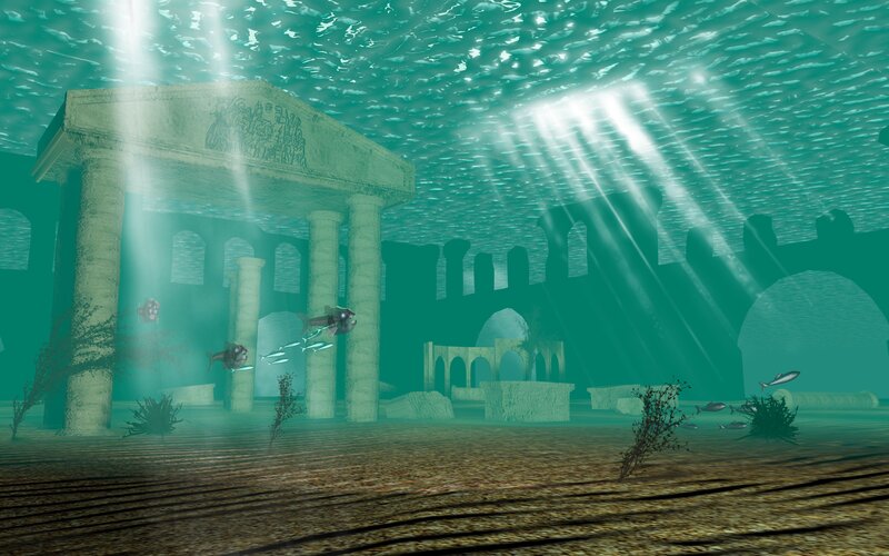 Underwater ancient ruins