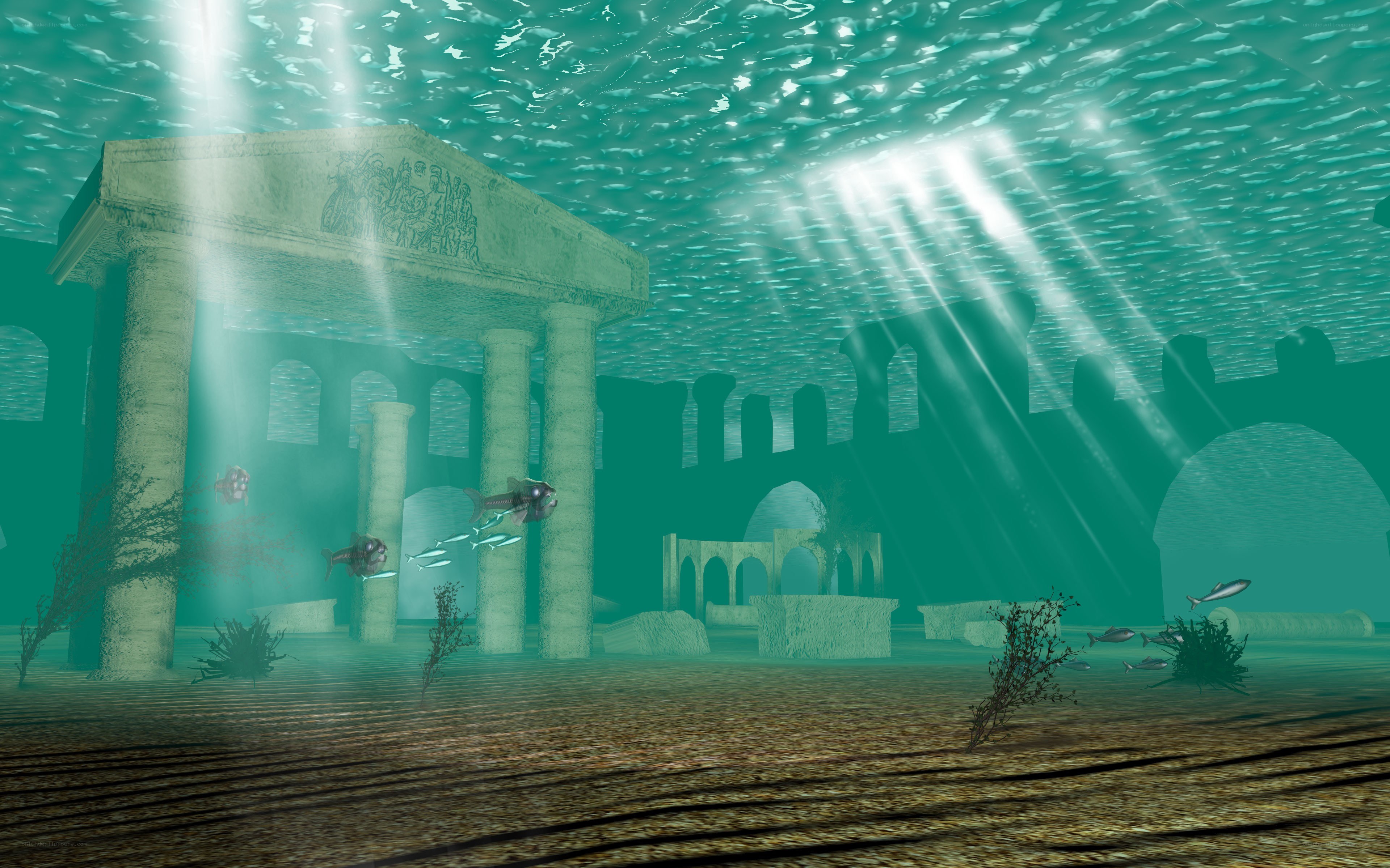 Underwater ancient ruins