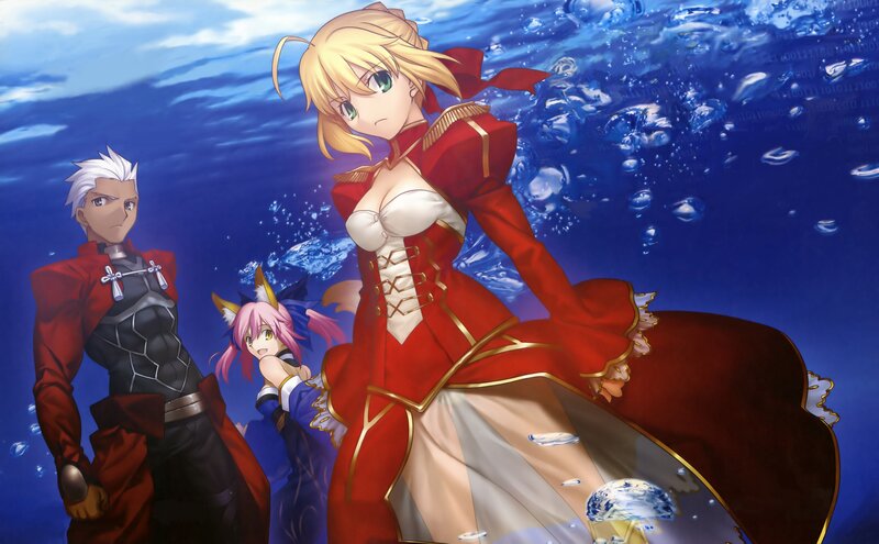 Underwater anime characters scene