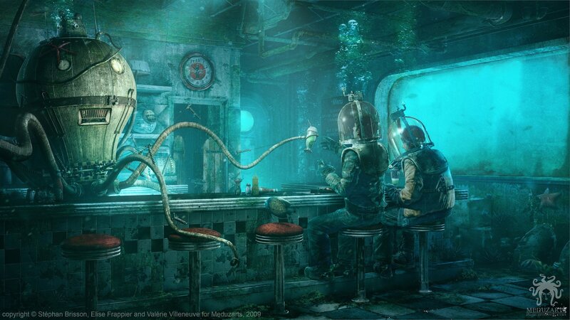 underwater bar scene