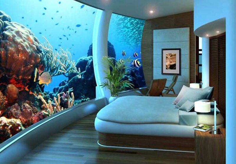 Underwater Bedroom — Blue, Serene, 3d Render