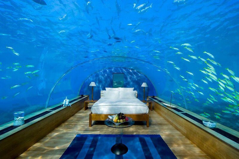 Underwater Bedroom — Blue, Serene, Photograph