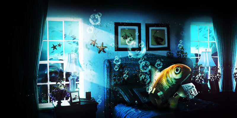 underwater bedroom scene