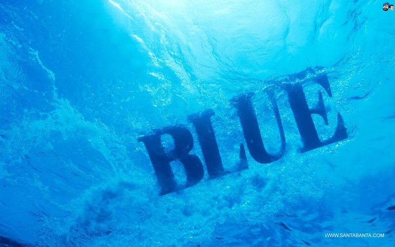 Underwater blue text
