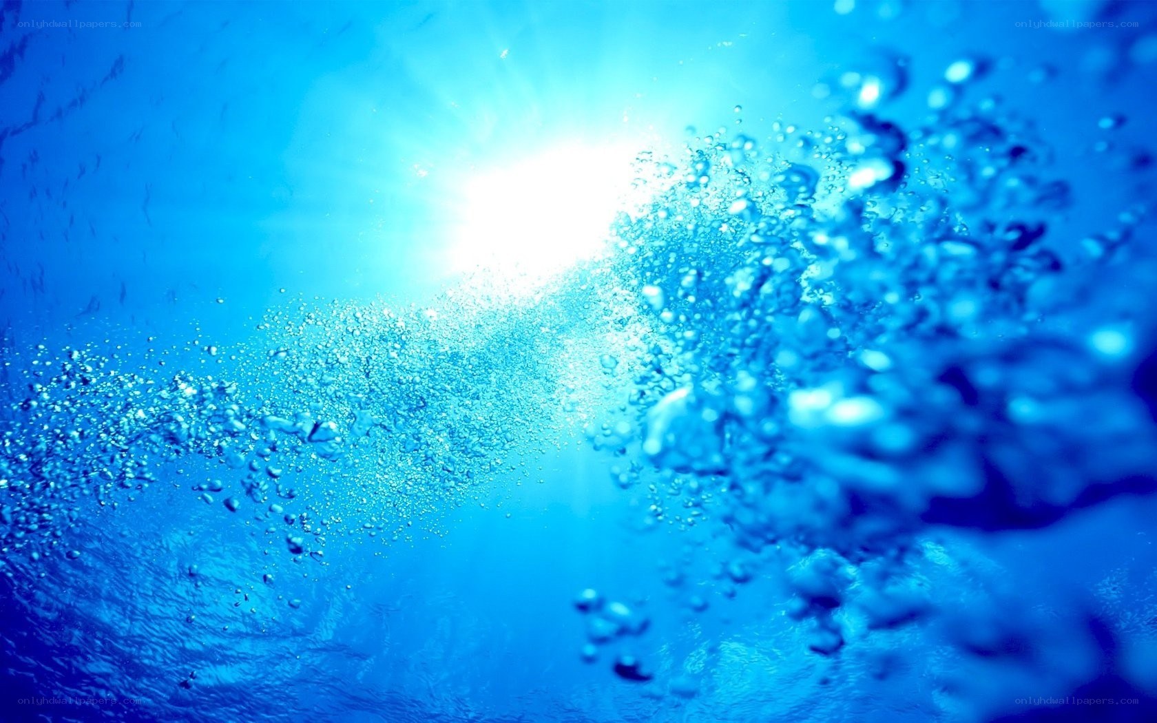 Underwater bubbles and sunlight