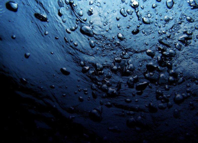 Underwater Bubbles and Waves — Blue, Calm