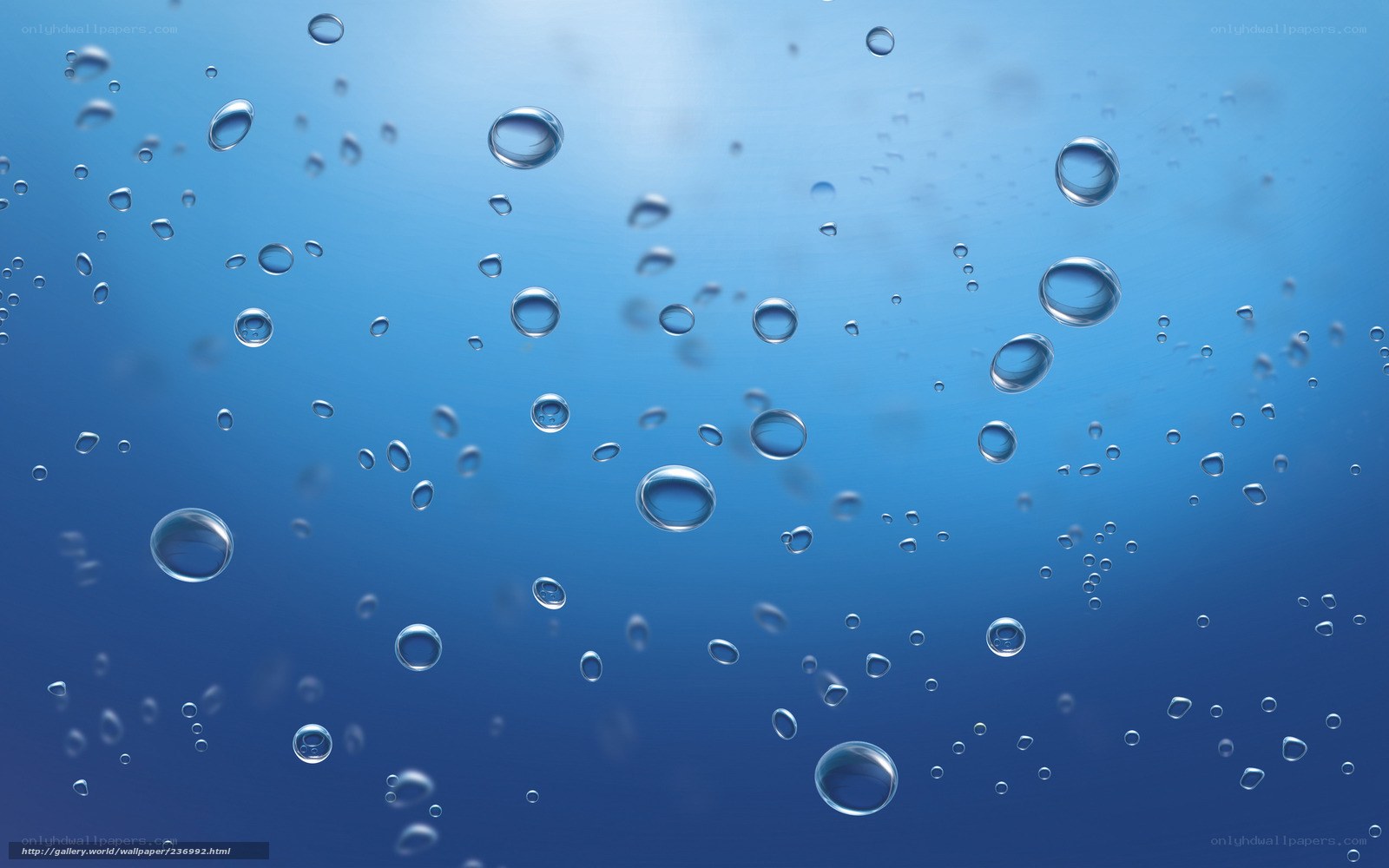 Underwater bubbles in blue water