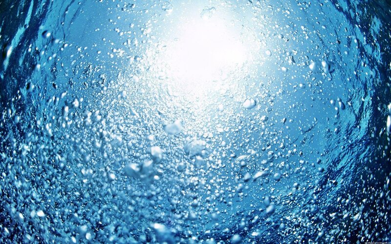 Underwater Bubbles Rising — Blue, Serene, Afternoon, Photograph