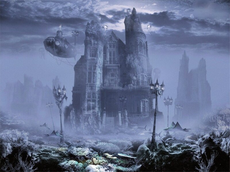 Underwater Castle — Blue, Mysterious, Night