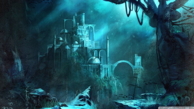 Underwater castle ruins