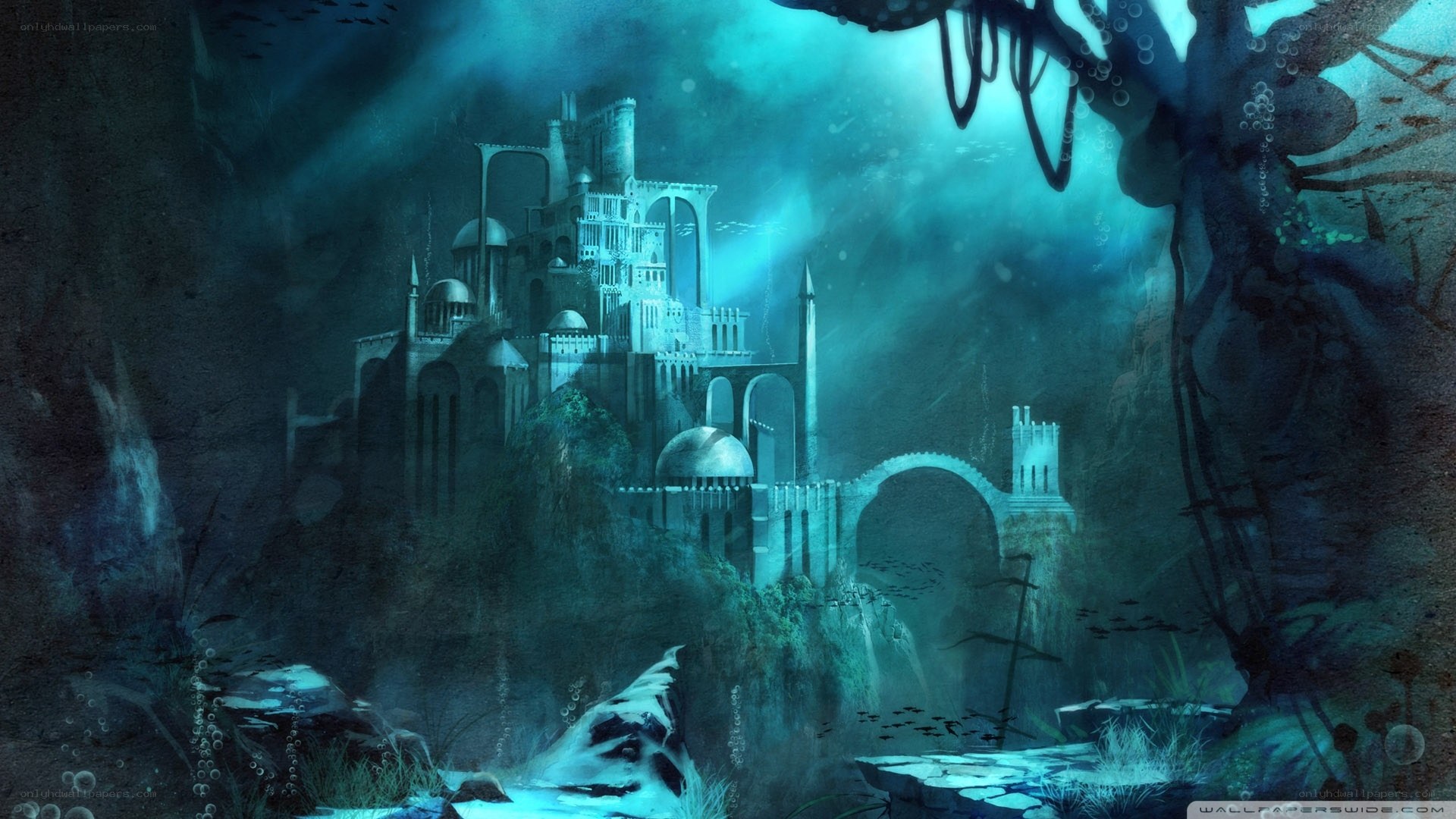 Underwater castle ruins