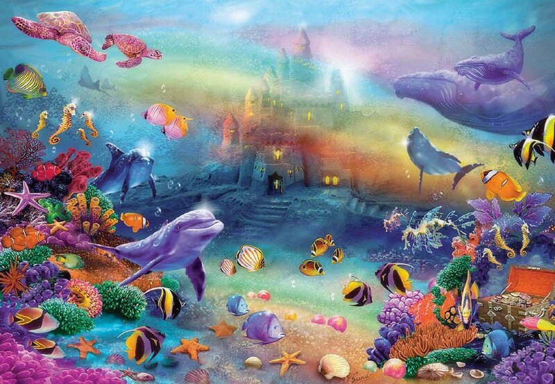 Underwater Castle Scene — Blue, Fantastical