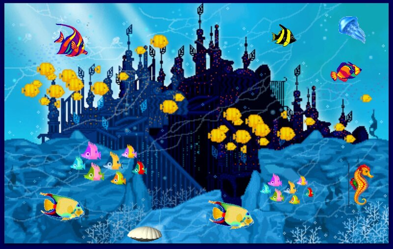 Underwater Castle Scene — Blue