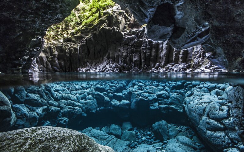 Underwater Cave Formation — Blue