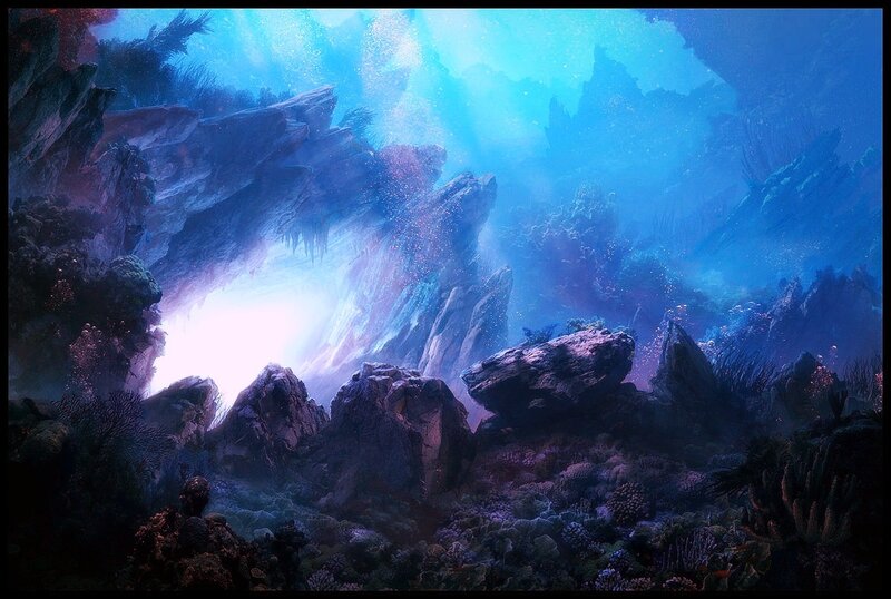 Underwater Cave Landscape — Blue