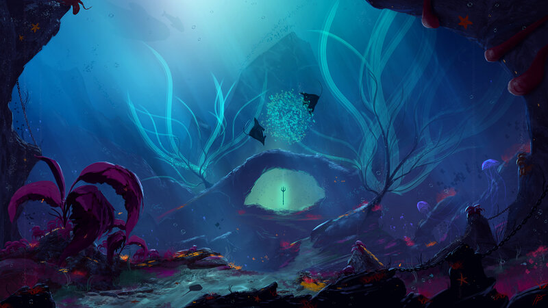 Underwater Cave Scene — Blue