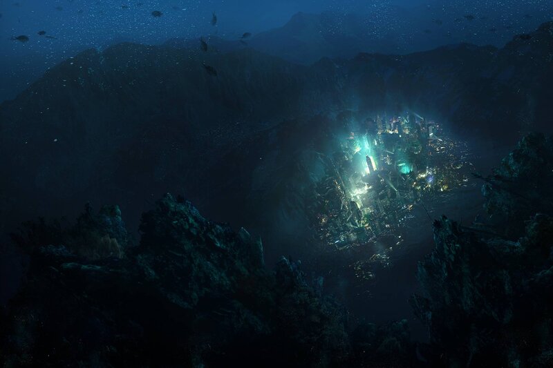 Underwater City — Blue, Dramatic, Night
