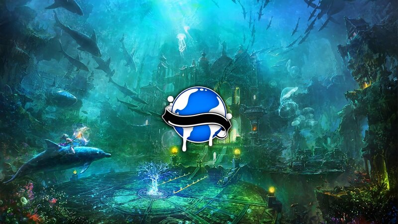 Underwater City Ruins — Blue, Mysterious, Digital Art, Dolphins