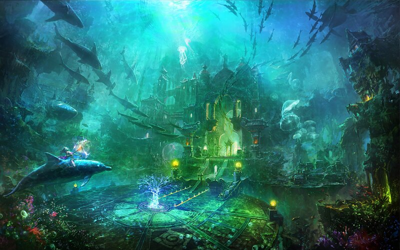 Underwater City Ruins — Green