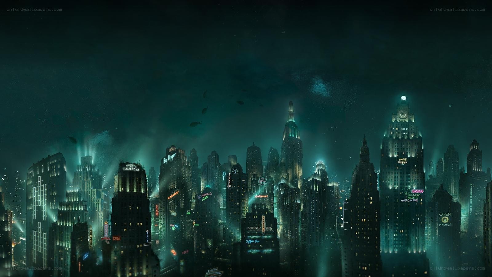 underwater city skyline