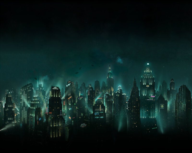 underwater city skyline