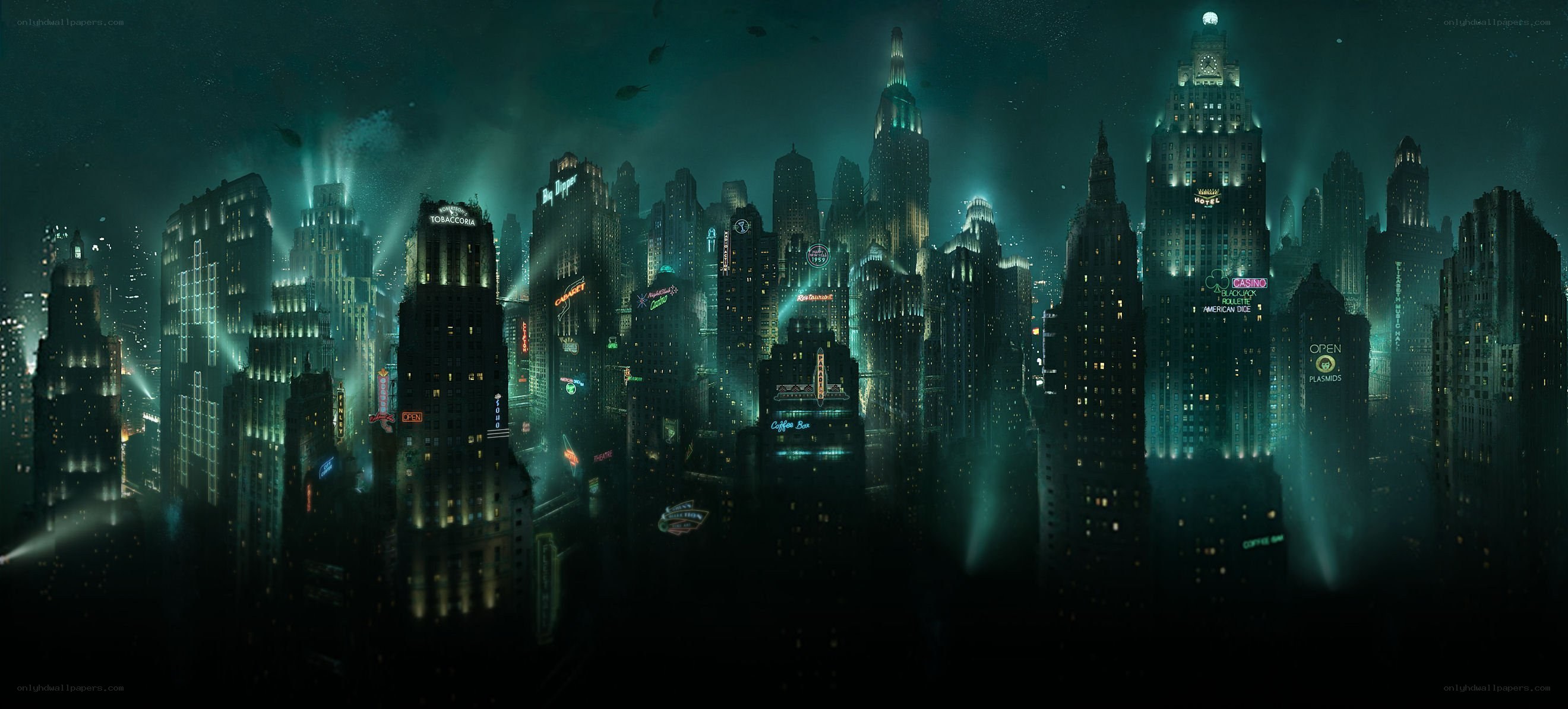 underwater city skyline