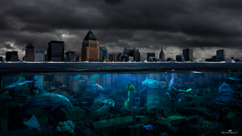 Underwater City with Dolphins