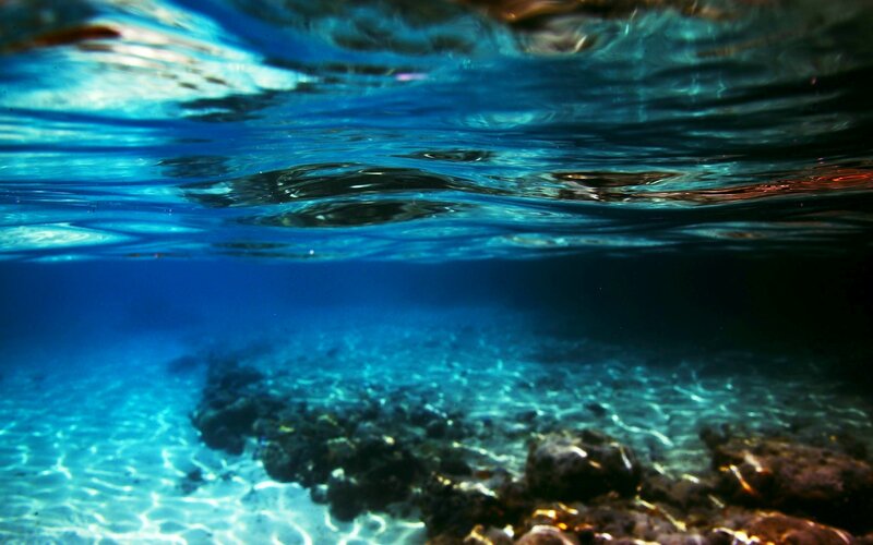 Underwater Coral Reef — Blue, Serene, Afternoon, Photograph, Rocks