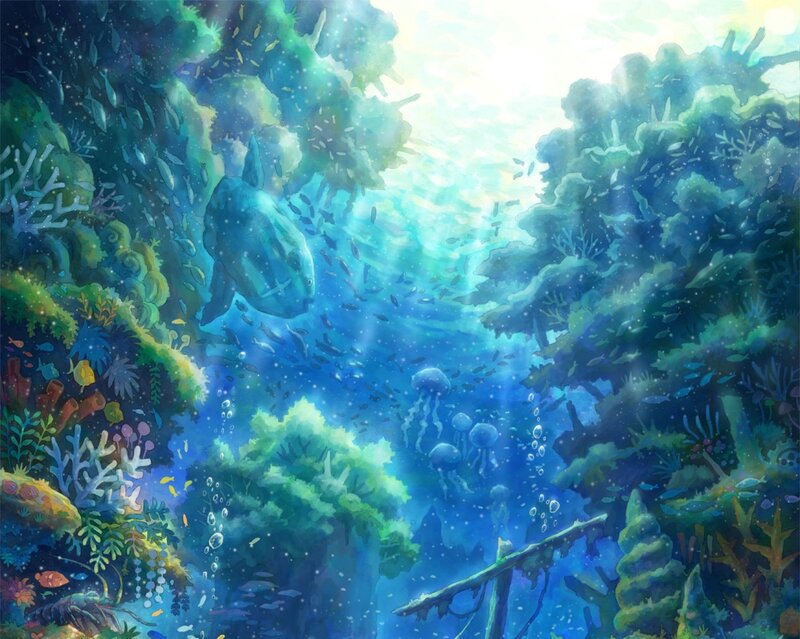 Underwater Coral Reef — Blue, Serene, Day