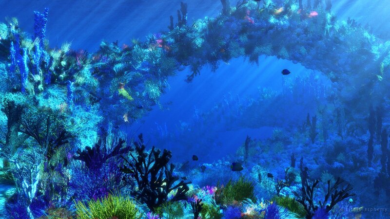 Underwater Coral Reef — Blue, Serene, Digital Art