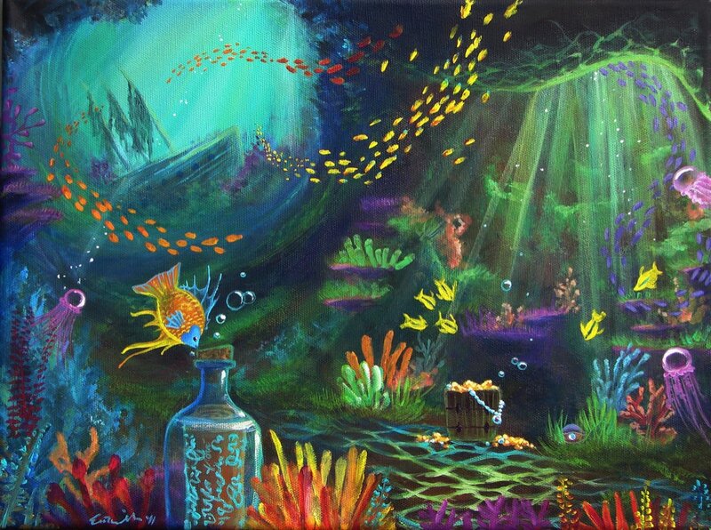 Underwater Coral Reef — Green