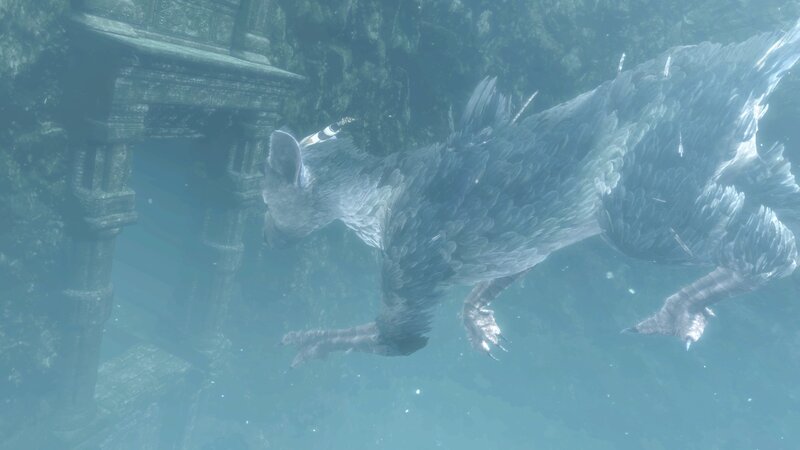 Underwater creature in ancient ruins
