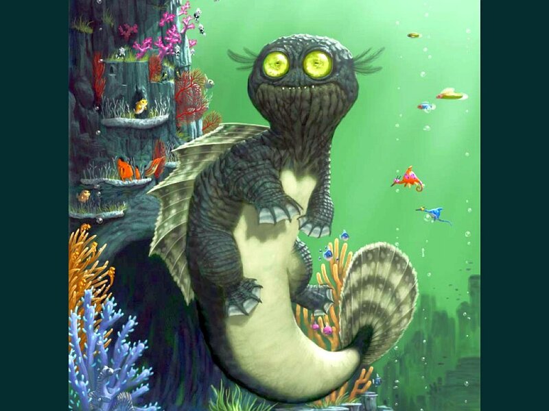 underwater creature with glowing eyes